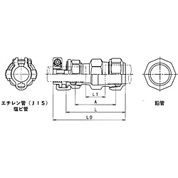 川西水道機器 ＳＫカワニシ　鉛管２種×塩ビ管用異種継手　ＳＫＸ鉛管用異種ソケット　Ｖ５０×Ｌ５０ SKX-S-V50XL50 SKXSV50XL50