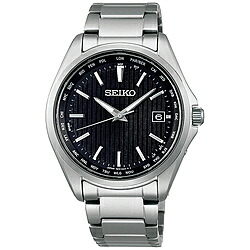 SEIKO SBTM291【ソーラー電波修正】セイコーセレクション（SEIKO SELECTION）ワールドタイム機能つき チタン製ソーラー電波時計 ブラック/シルバー ［正規品］ SBTM291