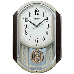 SEIKO からくり時計 【ウェーブシンフォニー】 茶マーブル模様 AM264B ［電波自動受信機能有］ AM264B