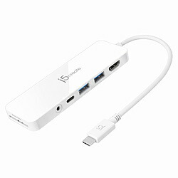 J5 ［USB-C オス→メス カードスロットｘ2 / HDMI / φ3.5mm / USB-Aｘ2 / USB-C］ USB PD対応 60W ドッキングステーション ホワイト JCD373 ［USB Power Delivery対応］ JCD373