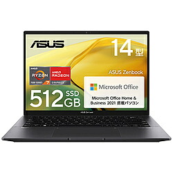 ASUS(エイスース) ノートパソコン Zenbook 14 ジェイドブラック UM3402YA-KP594BKSWS ［14.0型 /Windows11 Home /AMD Ryzen 7 /メモリ：16GB /SSD：512GB /Office Home and Business /日本語版キーボード /2023年5月モデル］ UM3402YAKP594BKSWS｜ソフマップ　デジタルコレクション 104,390円