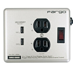 ファーゴ スチールタップUSB　STEEL TAP USB SILVER ファーゴ シルバー PT410SV ［1.8m /2個口 /スイッチ付き（一括） /2ポート］ PT410SV