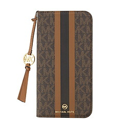 マイケルコース MICHAEL KORS - Folio Case Stripe With Tassel Charm for MagSafe for iPhone2022 6.7inch 3眼 [ Brown ] MICHAEL KORS マイケル　コース MKSTTCBRWFLIP2267