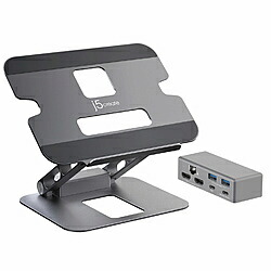 J5 ［USB-C オス&rarr;メス HDMIｘ2 / LAN / USB-Aｘ2 / USB-C] USB PD対応 100W ドッキングステーション / ノートパソコンスタンド スペースグレー JTS427 ［USB Power Delivery対応］ JTS427｜ソフマップ　デジタルコレクション