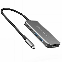 J5 映像変換アダプタ [USB-C オス→メス HDMI /USB-Aｘ2＋USB-C＋USB-Cメス(給電用 PD100W対応)] 8K対応 スペースグレイ JCH453 ［8K］ JCH453