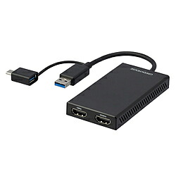 GREEN HOUSE(グリーンハウス) 映像変換アダプタ [USB-C＋USB-A オス→メス HDMIｘ2] 4K対応 ブラック GH-TCHDD-BK ［4K］ GHTCHDDBK