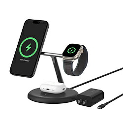 BELKIN BoostCharge Pro Qi2 3-インチ-1 無線電話申し受ける照明ランプ  黒いこと WIZ023dqBK ［マルチ型 /Qi2 15W相応う］ WIZ023dqBK