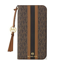 マイケルコース MICHAEL KORS - フォリオ ケース ストライプ タッセルチャーム付 Magsafe対応 iPhone 16 Plus（6.7インチ）ケース Brown MKSTTCBRWFLIP2467 MKSTTCBRWFLIP2467