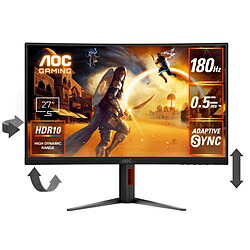 AOC(エーオーシー) C27G4H/11 ゲーミングモニター ブラック ＆ レッド ［27型 /フルHD(1920&times;1080) /ワイド /曲面型 /180Hz］ C27G4H11｜ソフマップ　デジタルコレクション