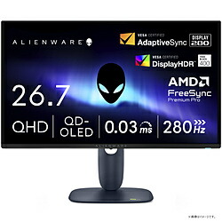 DELL(デル) AW2725D-R USB-C相応う ゲーミングモニター Alienware 27 黒いこと ［26.7型 /WQHD(2560×1440） /広広とした /280サイクル］ AW2725DR ディスプレイ-パソコン・周辺機器