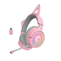 RAZER(レイザー) RZ04-05170200-R3M1 ゲーミングヘッドセット Kraken Kitty V3 Pro「ネコミミ」 Quartz ピンク ［ワイヤレス（Bluetooth＋USB-C）＋有線 /両耳 /ヘッドバンドタイプ］ RZ04-05170200-R3M1