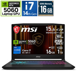 MSI(エムエスアイ) Katana-15-HX-B14WFK-3269JP ゲーミングノートパソコン Katana 15 HX B14W(RTX 5060) ブラック ［15.6型 /Windows11 Home /intel Core i7 /メモリ：16GB /SSD：1TB /日本語版キーボード /2026年2月モデル］ KATANA15HXB14WFK3269 [振込不可]