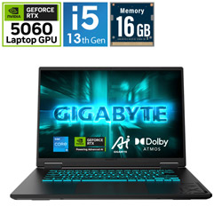 GIGABYTE(ギガバイト) GAMING A16 CVHH3JP894SH ゲーミングノートパソコン (RTX 5060) 黒いことスチール写真 ［16.0型 /Windows11 Home /intel Core i5 /記憶装置：16GB /SSD：1肺結核 /日本語版鍵盤 /2026年5月青写真］ GAMINGA16CVHH3JP894S