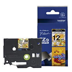 brother(ブラザー) ピータッチ（P-touch） キャラクターテープ （プーさんホワイト／黒文字／12mm幅） TZe-DW31 TZEDW31画像