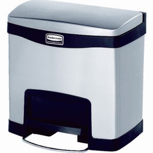 【ラバーメイド Rubbermaid】 ラバーメイド 1901982 スリムジム ステップオンコンテナ フロントステップ ステンレス 15.1L ブラック メーカー直送 代引不可 沖縄離島不可