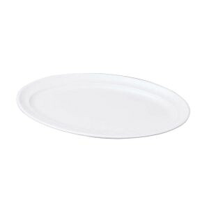 【若泉漆器】 若泉漆器 ニューホワイト 小判盛皿 42cm
