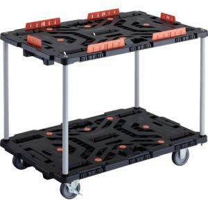 【トラスコ中山 TRUSCO】 BT920KJ3S2-E100 連結式樹脂製2段台車 ビートル 900X600 自在3輪 内2輪ストッパー付 柵付 ハンドルなし メーカー直送 代引不可 北海道沖縄離島不可