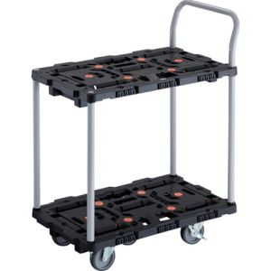 【トラスコ中山 TRUSCO】 BT724J5S2-E100 連結式樹脂製2段台車 ビートル 700X450 自在5輪 内2輪ストッパー付 ハンドル付 メーカー直送 代引不可 北海道沖縄離島不可