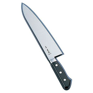 【正本】 正本 ハイパーモリブデン鋼 ツバ付牛刀 両刃 24cm
