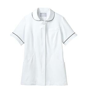 【住商モンブラン】 住商モンブラン 73-2008 ナースジャケット 半袖 白 ゴールド & ネイビー Mサイズ