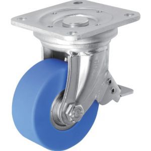 【シシク SISIKU】シシク DHJB-100U-MC 低床超重荷重用キャスター 自在ストッパー付 100径 モノマーキャスティングナイロン車輪 三価クロメート|あきばお~支店