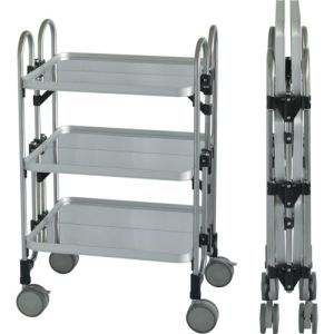 【トクヤマ】 トクヤマ FEA-3 ステンレス SUS430 折りたたみ式ワゴン613×505×958-3段 メーカー直送 法人限定 代引不可 北海道沖縄離島不可