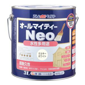 【アトムペイント】 アトムペイント 水性オールマイティーネオ 3L ミルキーホワイト