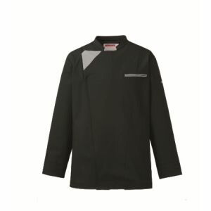 【カゼン KAZEN】 カゼン 617-45 コックコート ブラック×グレー SSサイズ KAZEN