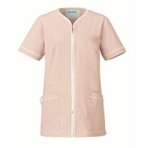 【カゼン KAZEN】 カゼン 782-44 レディスジャケット半袖 ピンクベージュ×オフホワ Mサイズ KAZEN