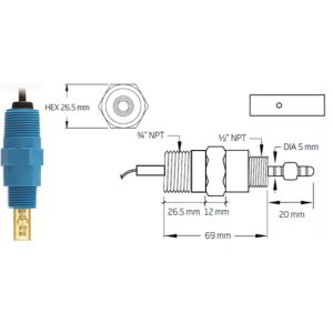 【ハンナ インスツルメンツ HANNA Instruments】 ハンナ HI 3001 フロースルー型導電率電極 メーカー直送 代引不可 北海道沖縄離島不可