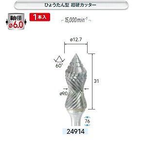 【ナカニシ】 ナカニシ 24914 先端工具 ヒョウタン型超硬カッター