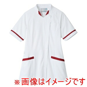 【住商モンブラン】 住商モンブラン MJ500-0173 ジャケット レディス 半袖 白／バーガンディ L