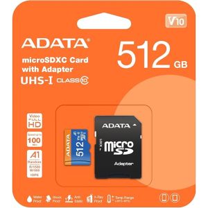 【エイデータ ADATA】 ADATA AUSDX512GUICL10A1-RA1-I マイクロSDXC512GB UHS-I クラス10 メーカー保証永年