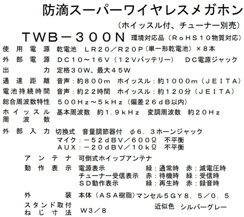 レビューで送料無料】 選挙用防滴 大型メガホン TWB-300N 駅前の 街頭演説 や商店街の遊説に最適なショルダー型 fucoa.cl