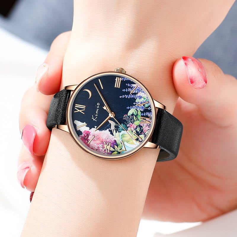 Kimio AF-Z1003 Lupus Black レディース腕時計 三日月 月狼 ハロウィン限定 MIYOTA2035搭載 36mm 静音 3気圧防水 母の日ギフト
