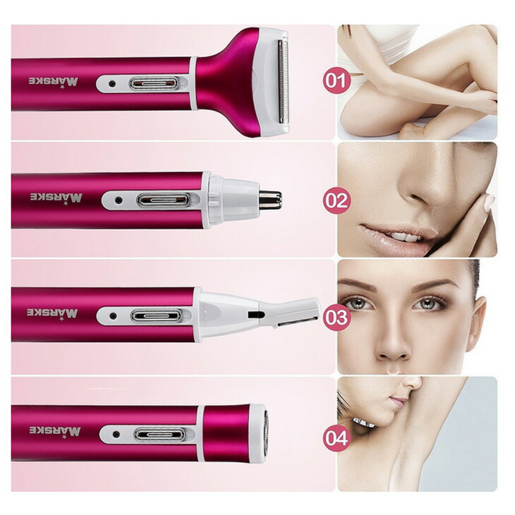 楽天市場 送料無料 家庭用充電式 電動 レディースシェーバー 脱毛器 4in1 多機能 脱毛ヘッド 全身用シェーバー 眉毛 鼻毛 トリミング お風呂剃り可シェーバー 女性用フェイス顔 ボディ全身アンダーヘアシックデリケートゾーン アキラストア