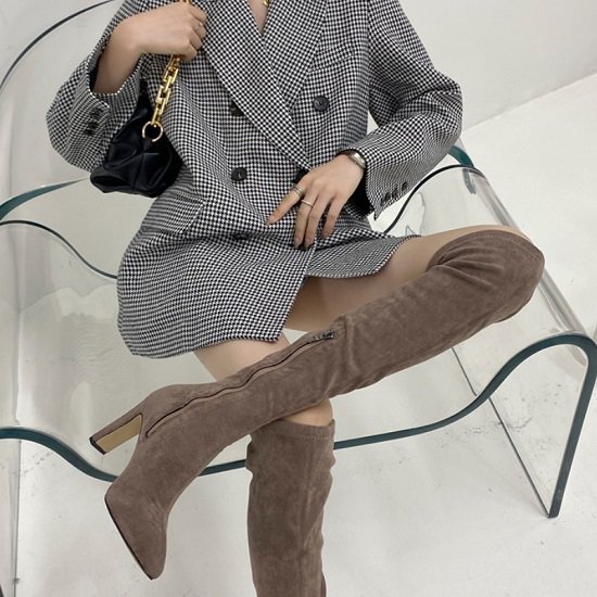 ブーツ ニーハイ ロングブーツ 美脚 スエードクロス ロング 愛くるしげ レディース レ ハイヒール ピン踵