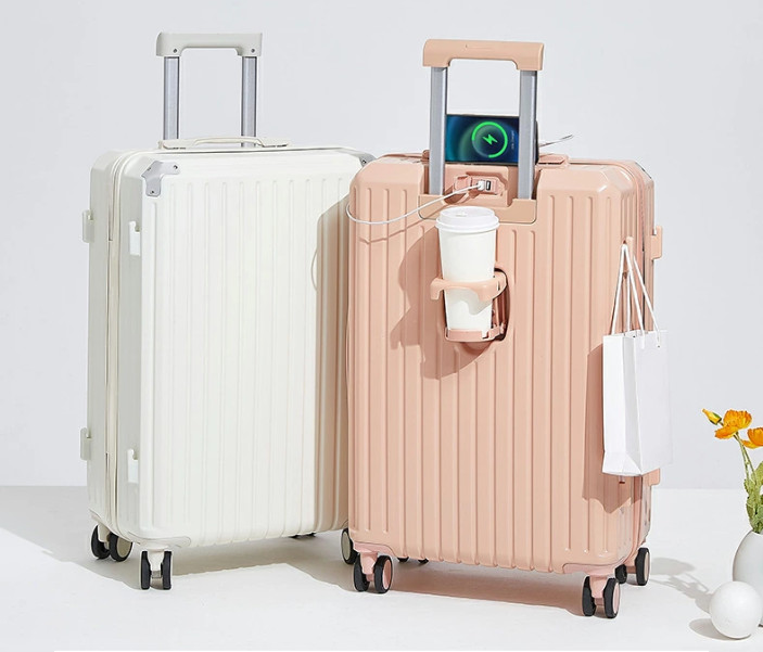 新やって行く 旅行バッグ USB界面付き添い人 持ちはこび容れもの 軽さ 大静電容量 機内持ち込み ドリンク保持者 静音 今めかしい 小型 愛くるしい 泊 3-11日用 ダブルキャスター キャリーバッグ