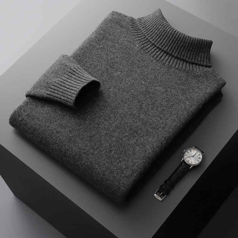 ニット メンズ 男性用 カシミヤ セーター ウール 秋冬 ハイネック タートルネック プルオーバー 厚手 肉厚 大きいサイズ ビッグサイズ ゆったり 普段使い カジュアル ベーシック 長袖