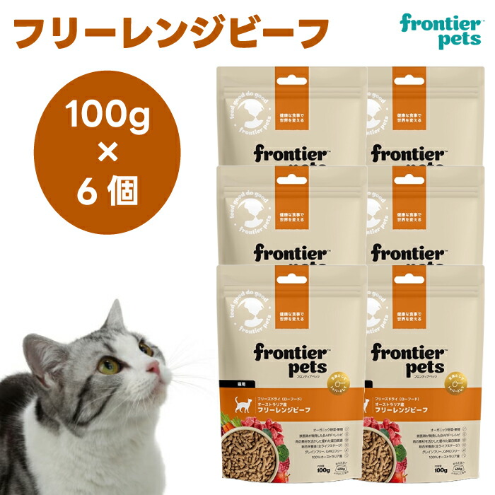フロンティアペッツ すくみ上がる素っ気ない フリーレンジビーフ 100gx6個 キャットフード 猫 餌 置き目ボンネット オーガニック蔬菜 フルーツ frontier pets