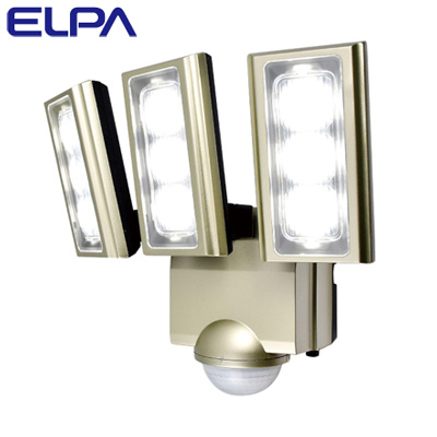 【楽天市場】ELPA エルパ 屋外用LEDセンサーライト 3灯 AC電源 ESL-ST1203AC ゴールド 朝日電器【送料無料