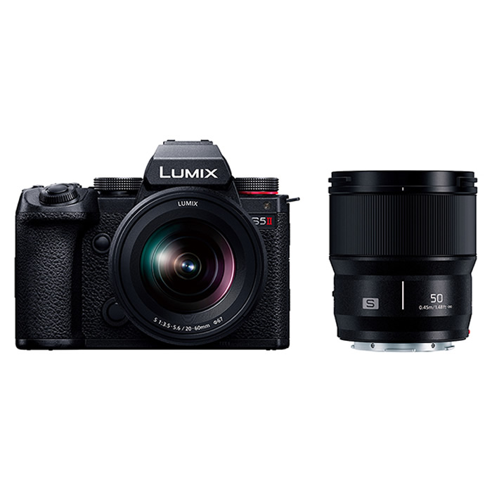 パナソニック ミラーレス一眼カメラ ルミックス LUMIX S5II ダブルレンズキット DC-S5M2W ブラック Panasonic デジタル一眼カメラ 標準ズームレンズ・単焦点レンズキット 2,420万画素 フルサイズ L-Mount DC-S5M2W-K【送料無料】【KK9N0D18P】｜安心家電販売　ＰＣあきんど