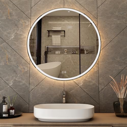 新品】Susire 壁掛け鏡 ledライト付きミラー 防曇 3色モード Susire