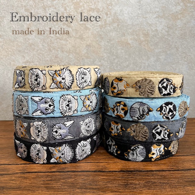 楽天市場】猫 にゃんこ インド刺繍リボン 【10cm単位】ショルダー