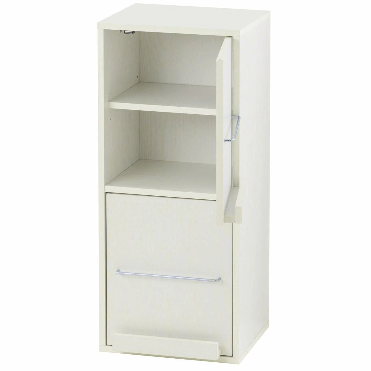 本棚 扉付き スリム ディスプレイラック 幅35.6×奥行34.5×高さ82.5cm A4対応 リビング収納 可動棚 雑誌収納 ウォールナット