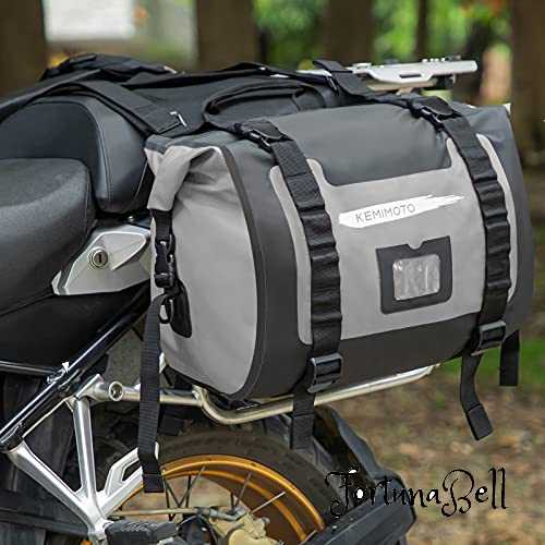 色：ブラック kemimoto バイク サイドバッグ 防水 大容量50L ツーリングバッグ 2PC 取付簡単 CBR400 Z900RS 汎用 サイドバッグ 反射テープ付き バイク バッグ キャンプツーリング 収納 ロングツーリ