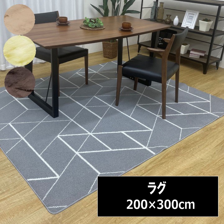 カーペット ラグ 平織 200×300cm ループパイル 洗濯OK 裏面滑り止め 柔らか肌ざわり