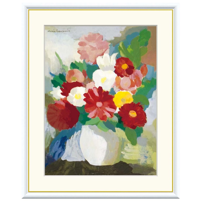 アート額絵 ローランサン 花瓶 受注生産 高精細巧芸画 手彩補色 名画 おしゃれ フレーム付き 海外美術館スタイル｜あきし野 Interia-shop