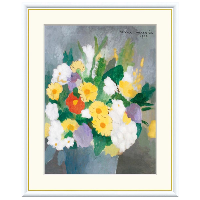 アート額絵 ローランサン 花束 受注生産 高精細巧芸画 手彩補色 名画 おしゃれ フレーム付き 海外美術館スタイル
