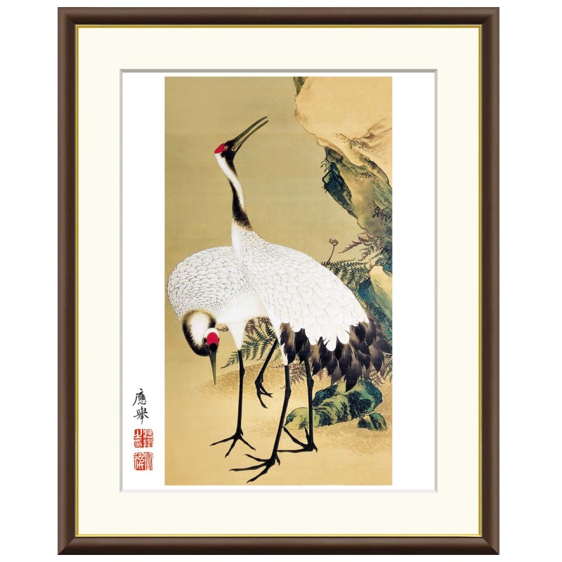アート額絵 円山応挙 双鶴図 受注生産 高精細巧芸画 手彩補色 名画 おしゃれ フレーム付き 海外美術館スタイル｜あきし野 Interia-shop